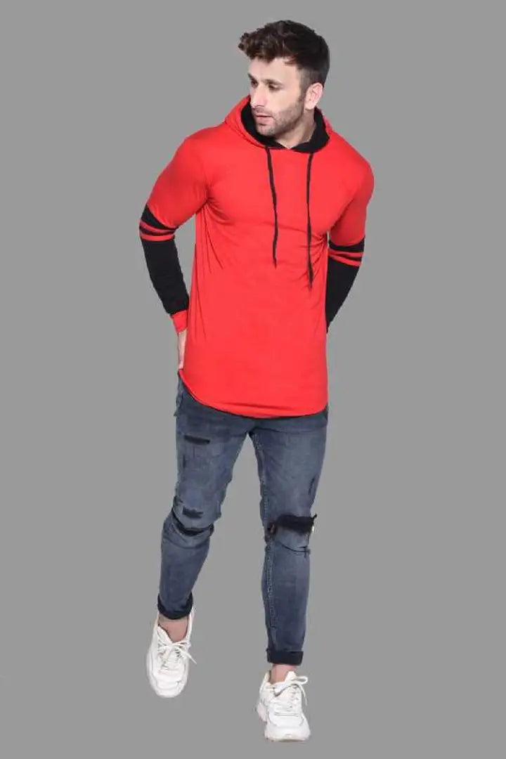 RiseMax Striped Cotton Blend M25 Full Sleeve Hoodie Regular Fit T-Shirt for Men