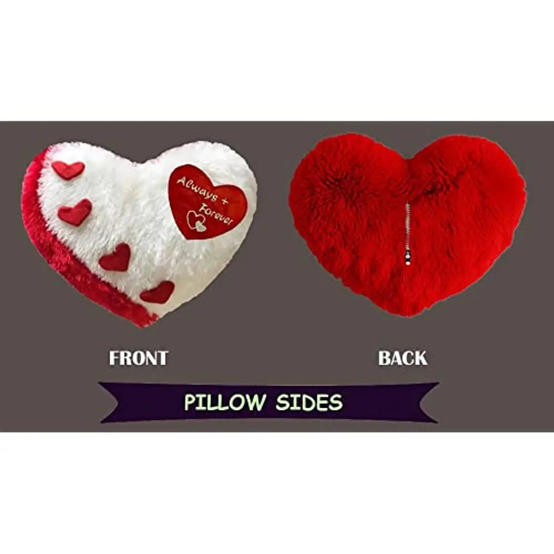 PICKKART Love Cushion Pillow Heart Shape, Always + Forever Embroidered Quote (White)