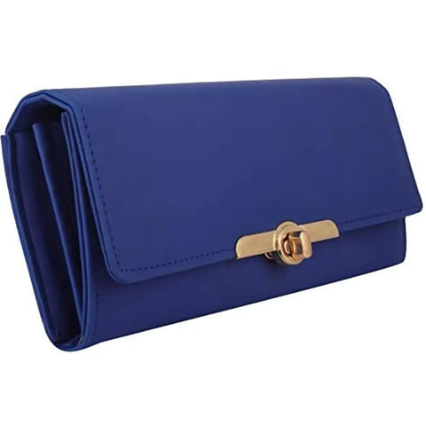 Women's and Girls Artificial Synthetics Leather Hand Clutch Cum Mobile Hand Wallet Purses Persian Blue