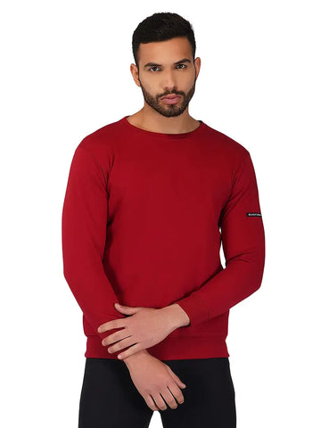 HEATHEX Men's Full Sleeve Round Neck Cotton Fleece Sweatshirt with Side Pocket