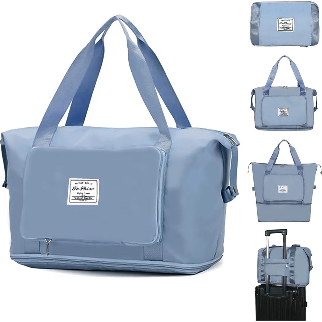 Lightniing Hammerz Nylon 285 Cms Travel Duffle Bag Expandable Folding Travel Bag for Women   Lightweight Waterproof Carry Luggage Bag for Travel (Blue)