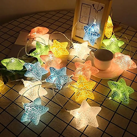 generic- 16 LED Crack Pastel Star String Lights for Baby Kids Room Birthday Home Decoration, (4m, Multicolor) (Crack Star String)(REELS-904)(Copper)