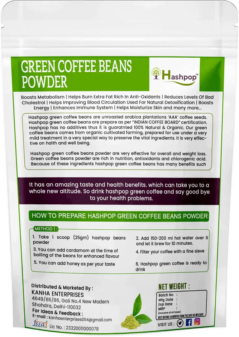 Green Coffee Beans Powder For Weight Loss Management Instant Coffeenbsp;nbsp;500 G Green Coffee Flavoured