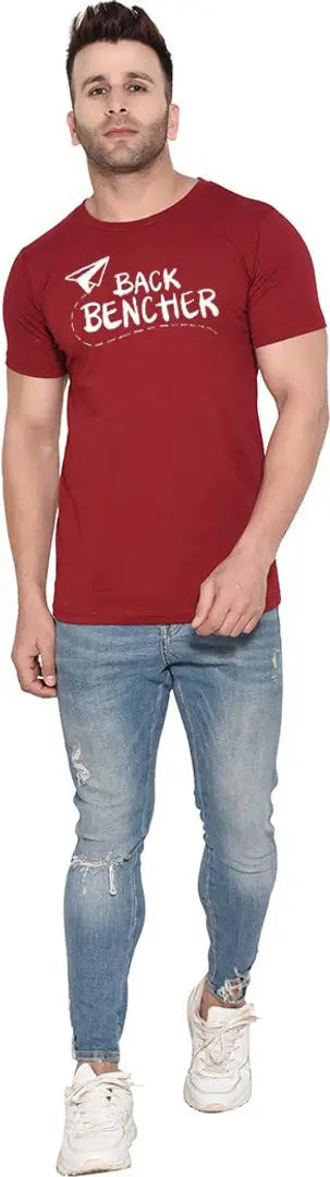 BET Branded Round Neck T Shirt (X-Large, Maroon)