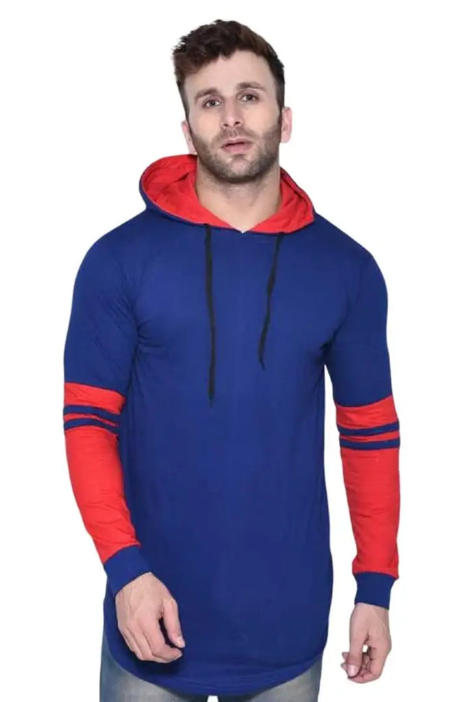RiseMax Striped Cotton Blend M25 Full Sleeve Hoodie Regular Fit T-Shirt for Men