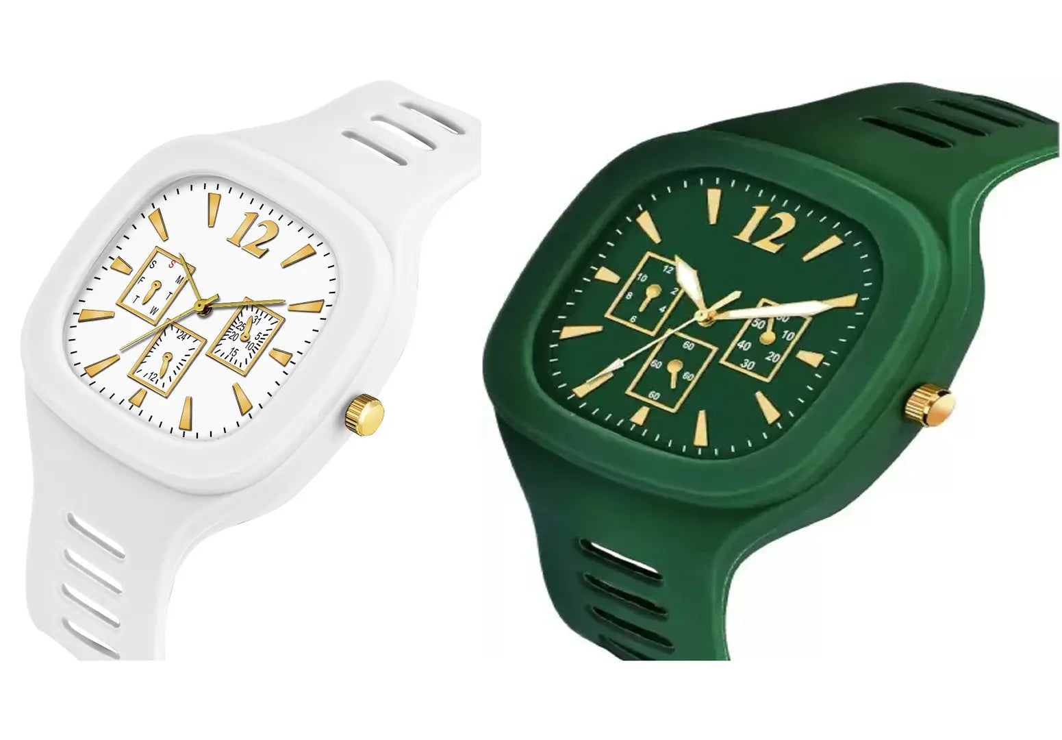 Stylish Multicoloured Silicone Analog Watches For Men Pack Of 2