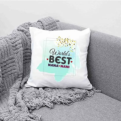 Designer Unicorn Printed Couple Cushion Covers with fillers, World's Best Nana Nani 12X12 inches