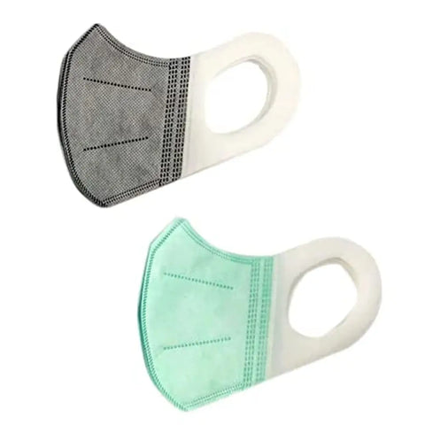 ERRISH ENTERPRISES 3 Dimensional Disposable Face Mask Pouch, Multicolor,with Incredibly Soft Spandex Non Woven Fabric Ear loop (Grey, Green) (Pack of 10)