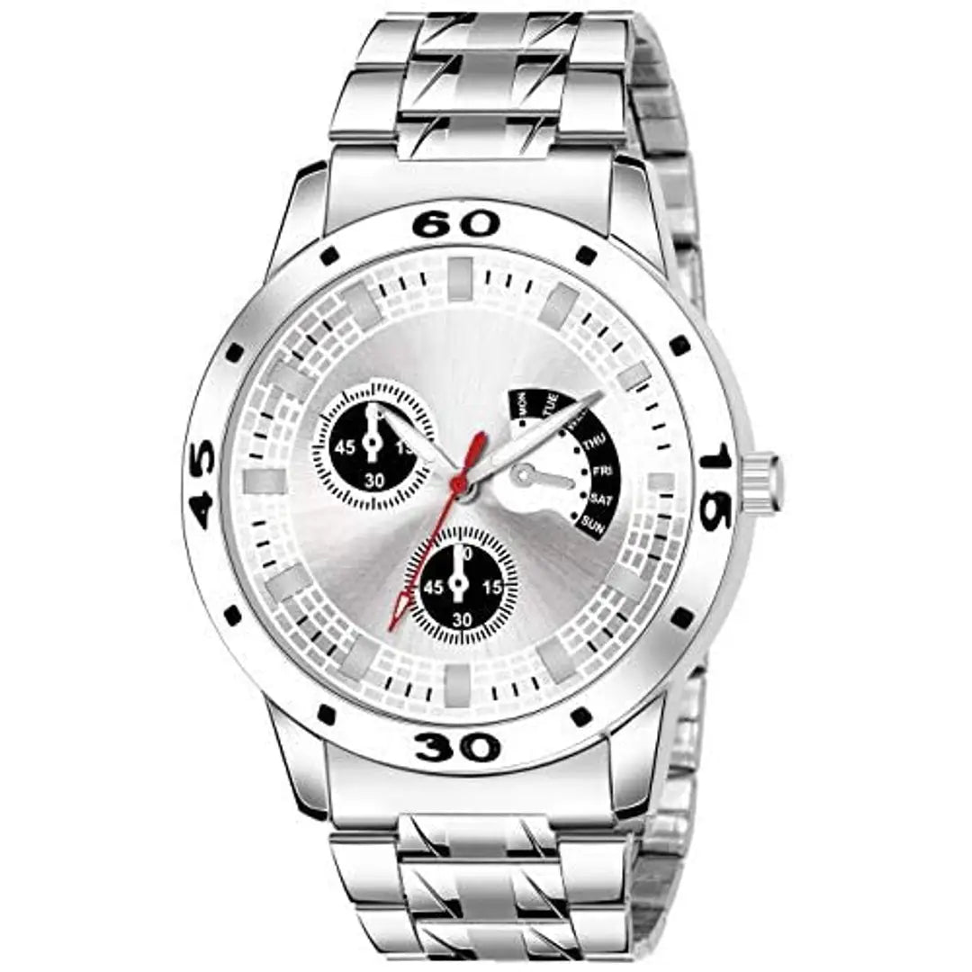 H 55 Premium Range and Attractive Look  Silver Colour Dial  Silver Colour Stainless Steel Analog Watch for Men