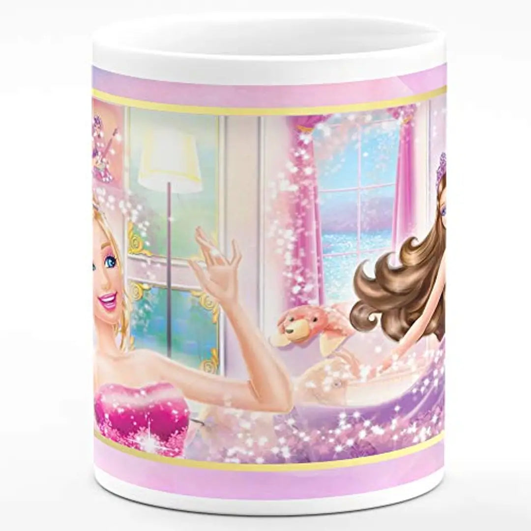 Chhaap Barbie Golden Hairs Cartoon Mug Gift for Kids Brother Sister Son Daughter Boys Girls Hd Printed Microwave Safe White Ceramic Coffee Mug (350 ml)? (CR1 06)