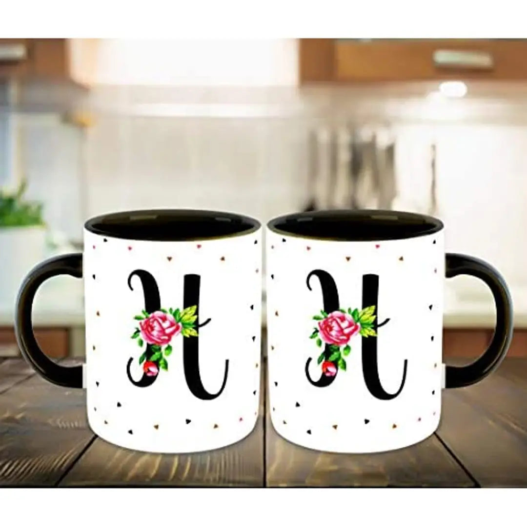 Whats Your Kick? (CSK) - Letter H Name Initial Alphabet Inspiration Printed Black Inner Ceramic Coffee Mug and Tea Mug - Birthday | Anniversary (Multi 8)