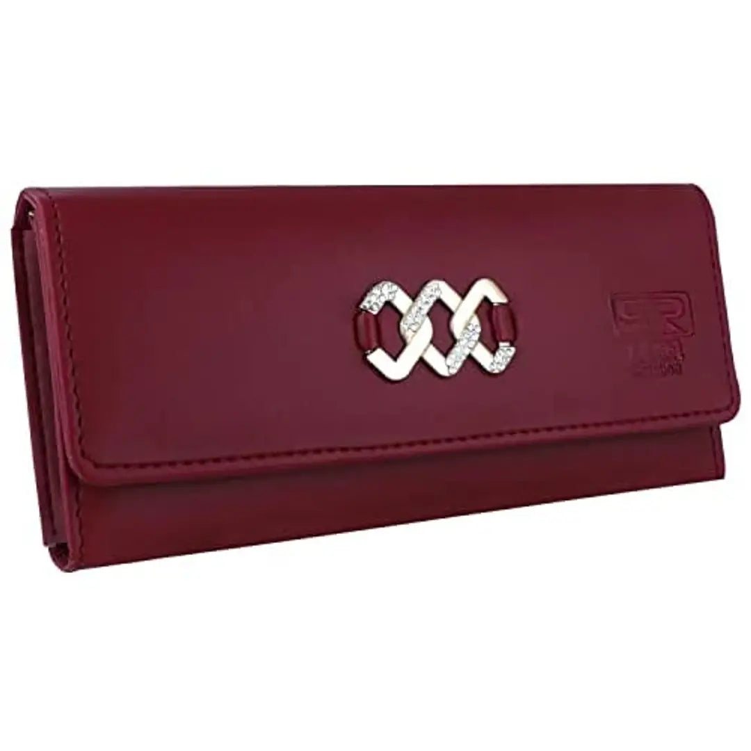 MR. RAAQ CREATION Women's and Girls Synthetic Leather Elegant Maroon Hand Purses Clutches 4 Separate Multiple Cards Slots