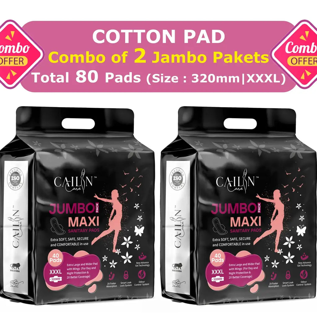 Extra Soft Cotton Sanitary Napkins ( XXXL Sanitary Pads ) (Combo of 2 Packet | Total 80 Pads)