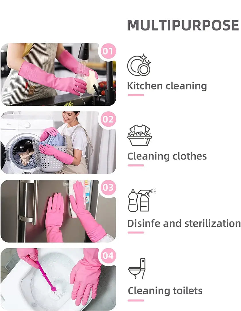 Long Slevees Rubber Washable Reuseble Hand Garden Kitchen Bathroom Toilet Cleaning Gloves GL-47