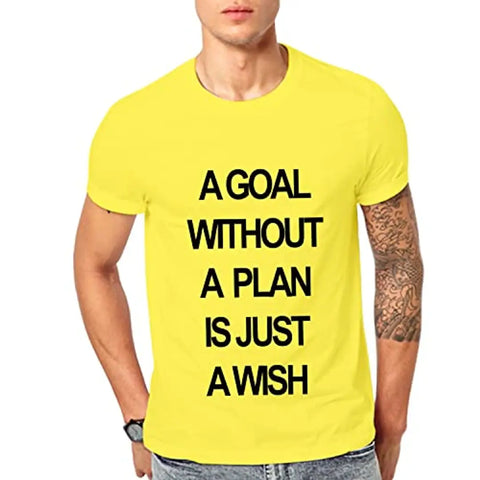 Ghantababajika Goal Without Plan Yellow Round Neck Half Sleeves t-Shirt