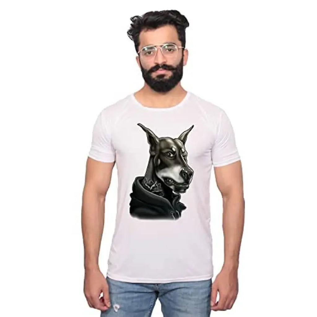 NITYANAND CREATIONS Round Neck Graphic Printed White T-Shirt [Model-9900380]