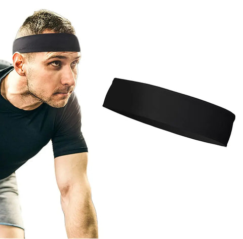 Sweatbands for Men Women Head,Sport Hair Bands for Women's Hair Non Slip, Moisture Wicking Headband (Black) - Pack of 1