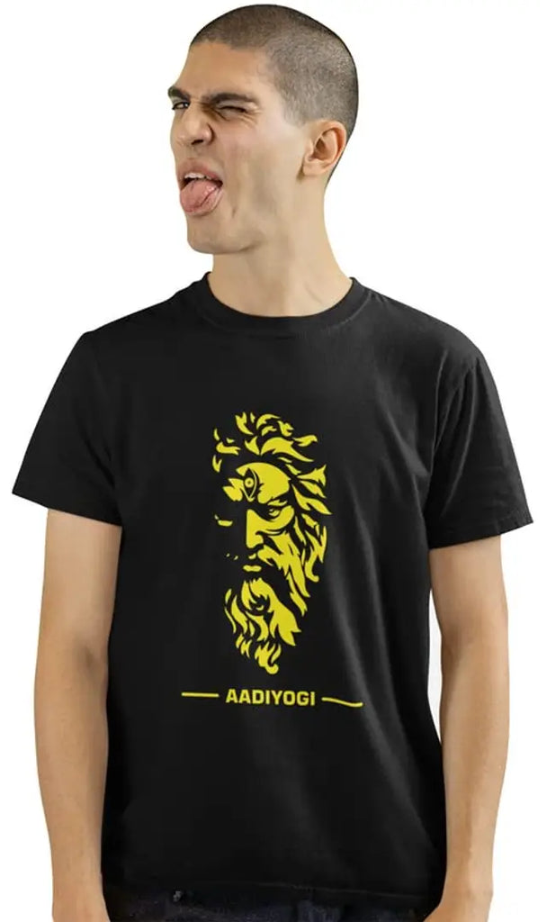 Tshirts Buddy Men's Regular Fit Half Sleeve Printed Round Neck Cotton Tshirts-Aadiyogi