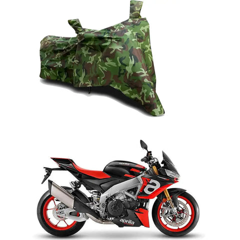 GLAMND-100% Dustproof Bike Scooty Two Wheeler Body Cover Compatible For Aprilia Tuono Factory Water Resistance  Waterproof UV Protection Indor Outdor Parking With All Varients[Militry GMJ]