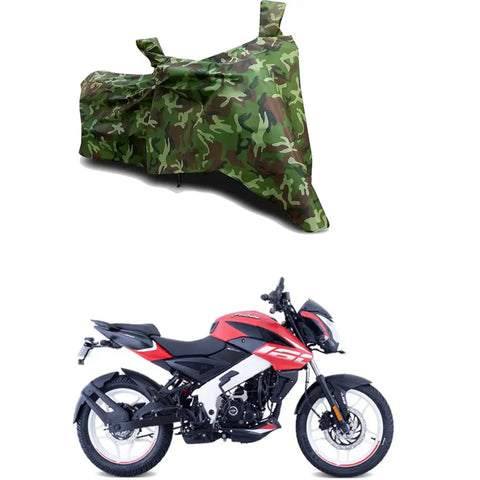 GLAMND-100% Dustproof Bike Scooty Two Wheeler Body Cover Compatible For Bajaj Pulsar N160 BS6 Water Resistance  Waterproof UV Protection Indor Outdor Parking With All Varients[Militry GMJ]